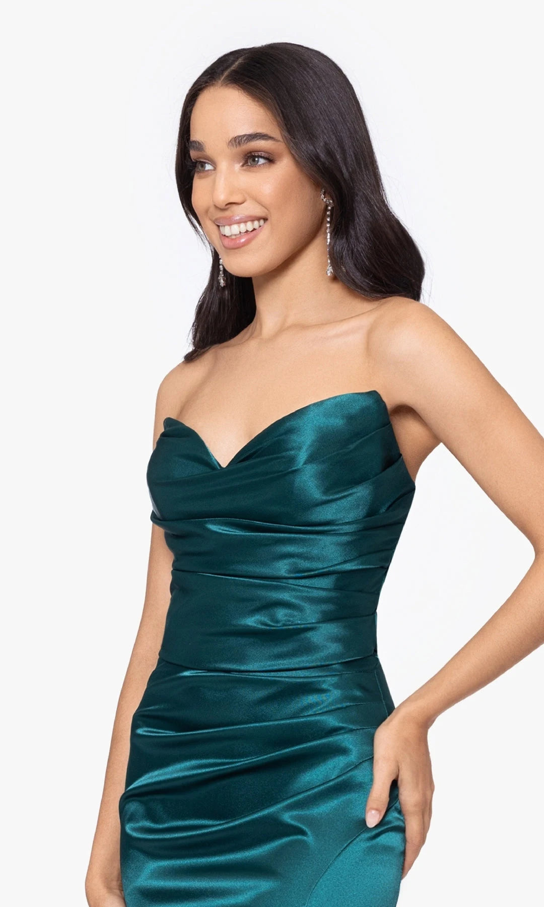 Glamorous Sheath Sweetheart Strapless Ruched Slit Emerald Floor-Length Prom Gown