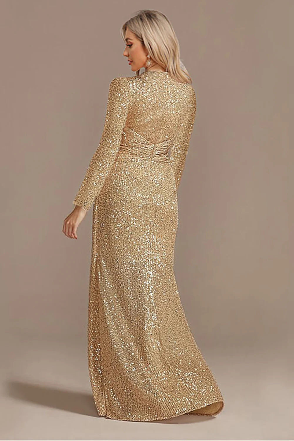 Wholesa A-line Glitter Mother of the Bride Dress with Long Sleeves