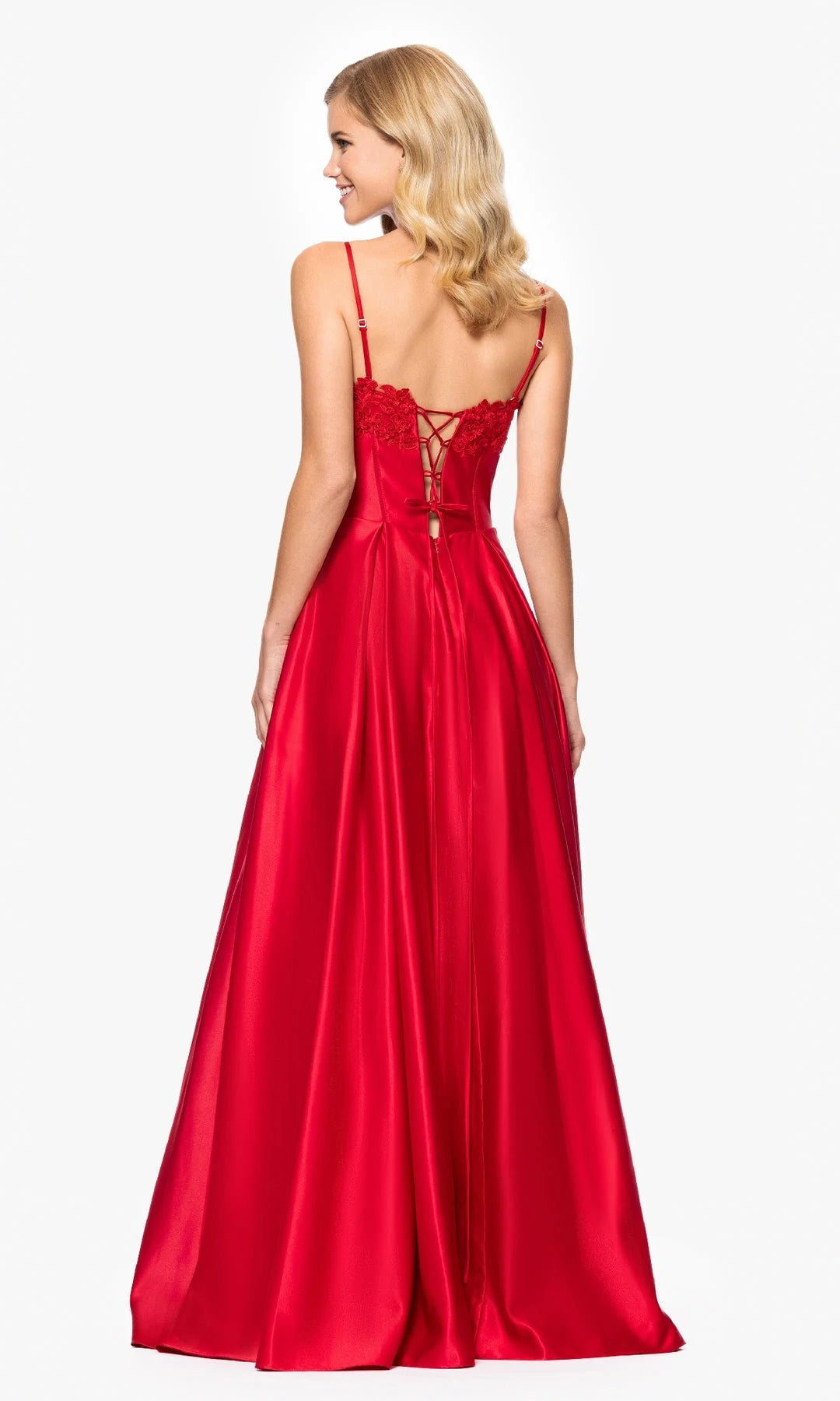 Gorgeous A-Line Sweetheart Sleeveless Corset Pocket Red Long Prom Dresses Women