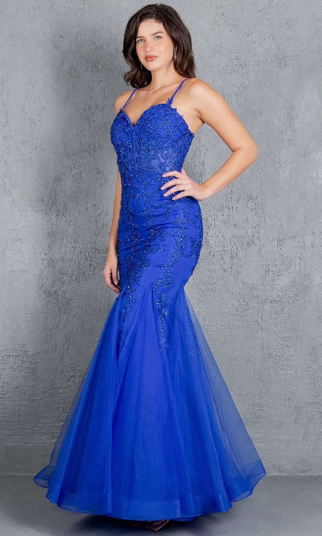 Gorgeous Mermaid Sweetheart Sleeveless Beaded Corset Blue Long Prom Dresses Gown