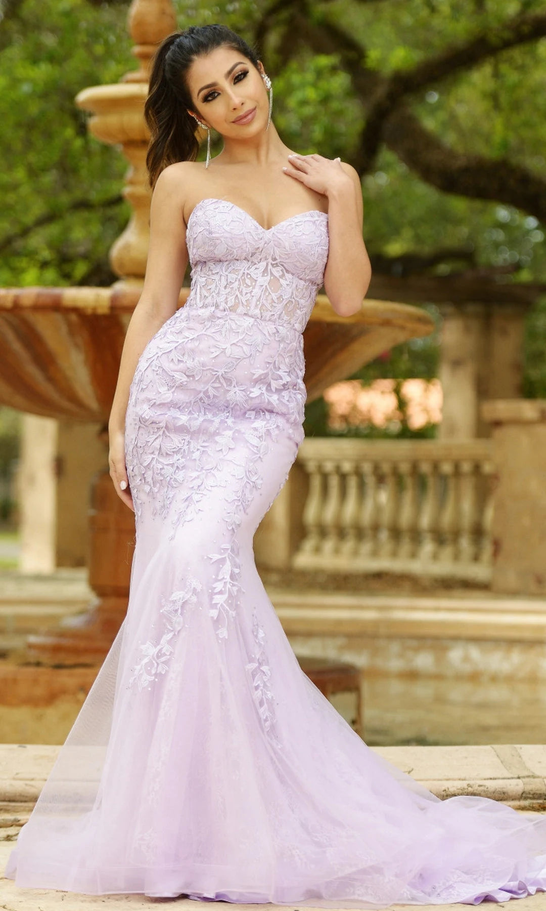 Gorgeous Mermaid Sweetheart Sleeveless Beaded Corset Lilac Long Prom Dresses Gown