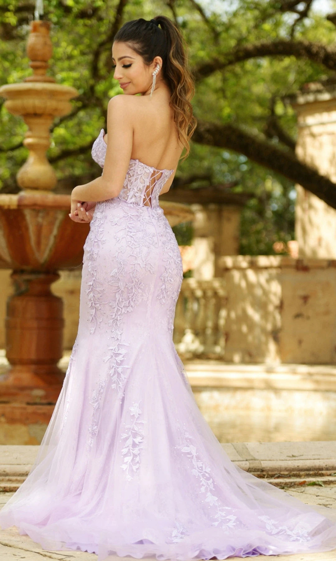 Gorgeous Mermaid Sweetheart Sleeveless Beaded Corset Lilac Long Prom Dresses Gown