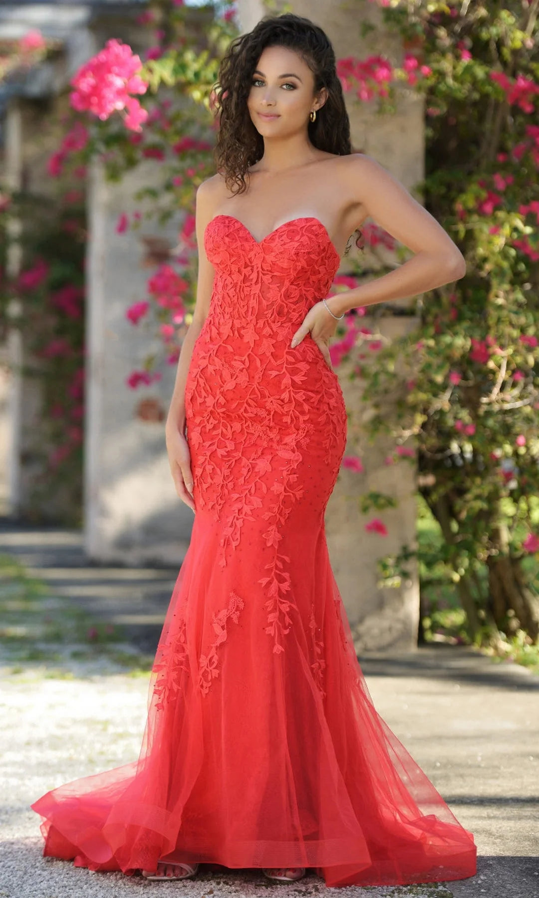 Gorgeous Mermaid Sweetheart Sleeveless Corset Beaded Red Long Prom Dresses Women