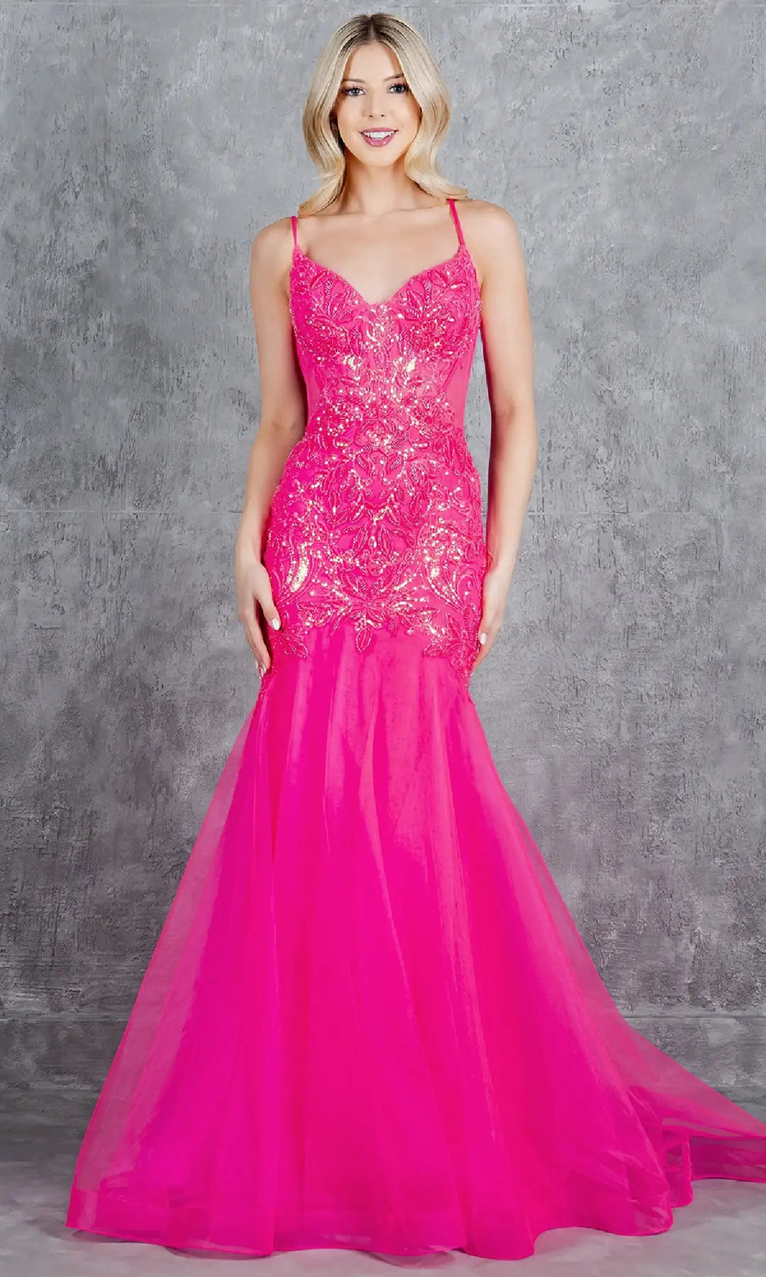 Gorgeous Mermaid V-Neck Sleeveless Sequin Backless Pink Long Prom Dresses Women