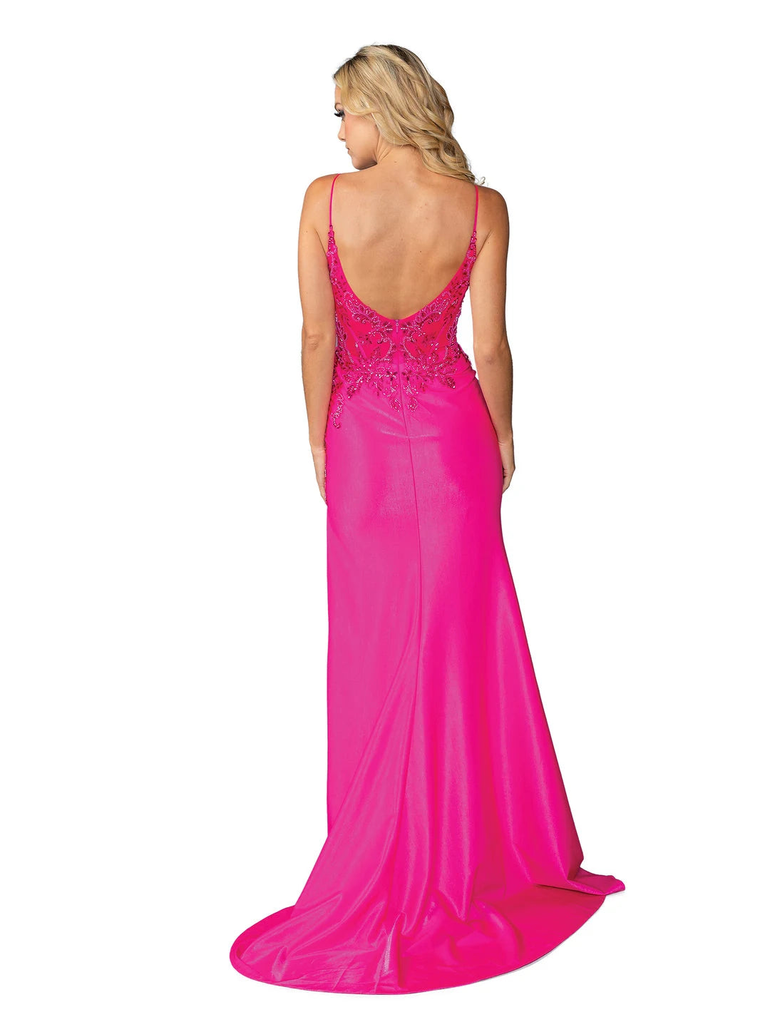 Gorgeous Sheath Sweetheart Sleeveless Beaded Slit Fuchsia Maxi Prom Dresses Women