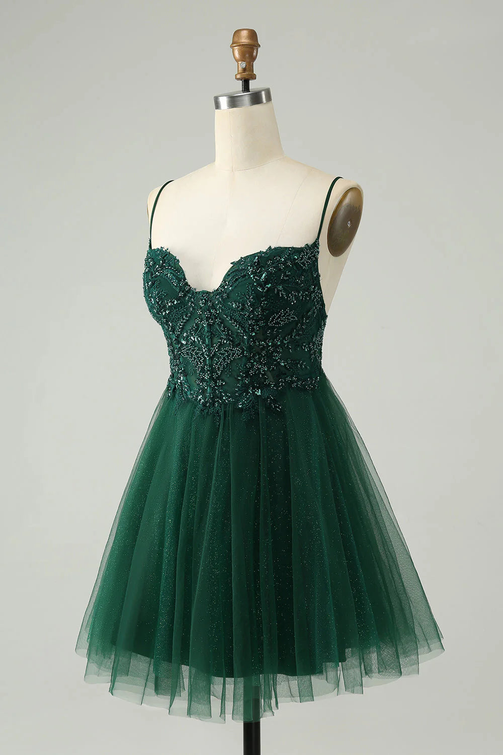 Wholesa A-Line Glitter Beaded Appliques Tulle Short Prom Dress Homecoming Dresses