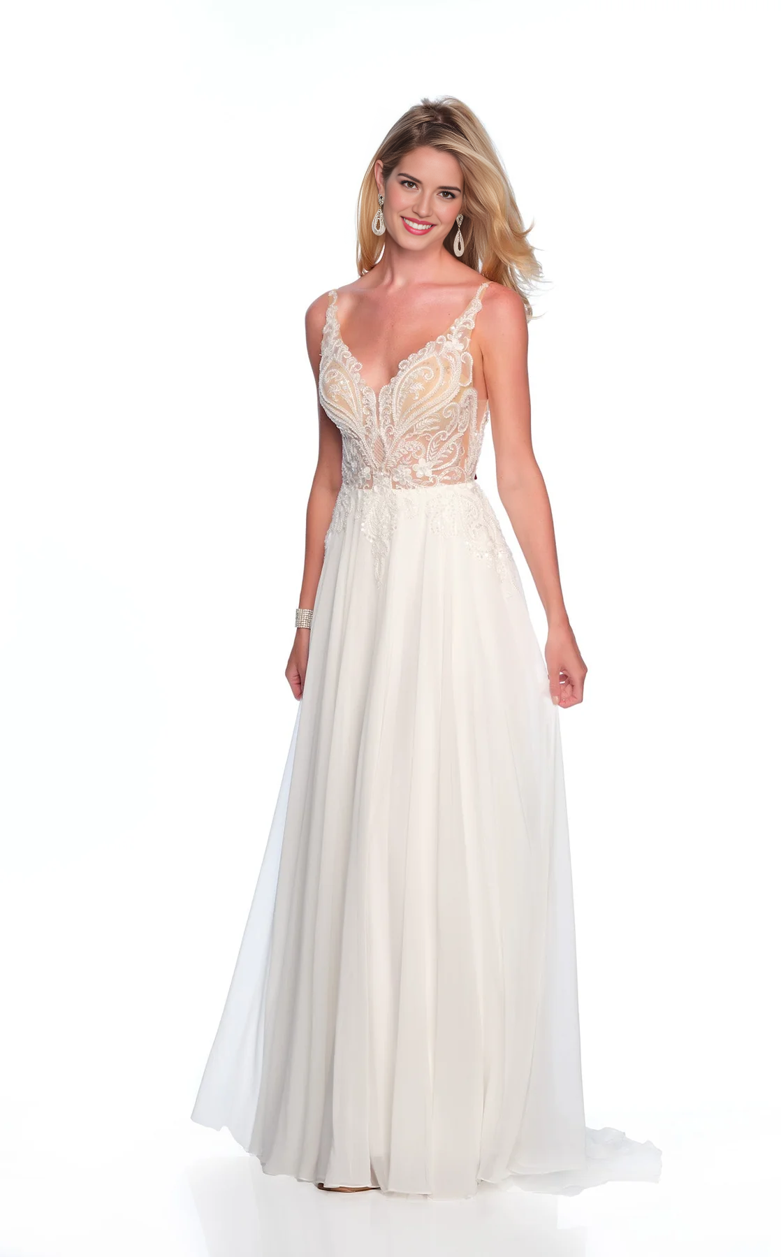 CNTNZ DRESS Exquisite A Line V Neck Spaghetti Strap Sleeveless Backless Lace Floor-Length Charming Hot Sale Wedding Dress