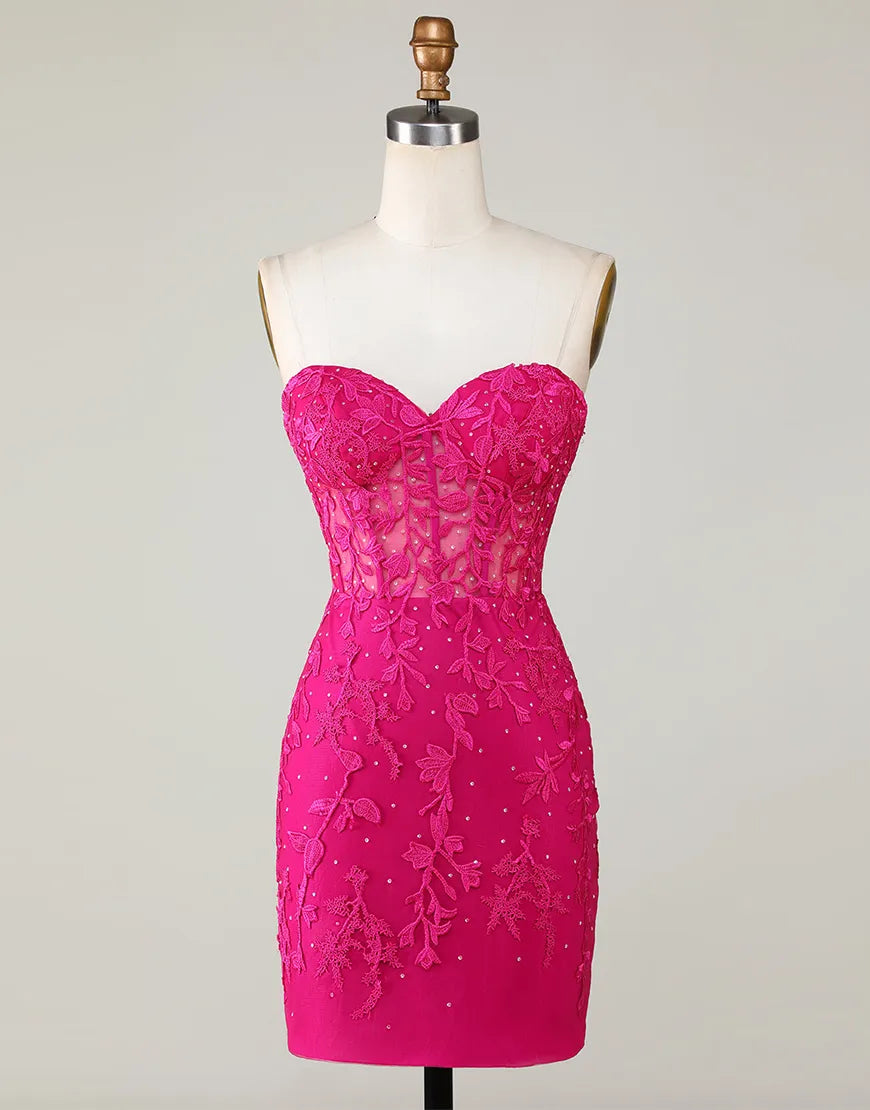 Wholesa Strapless Back Corset Tight Homecoming Dress