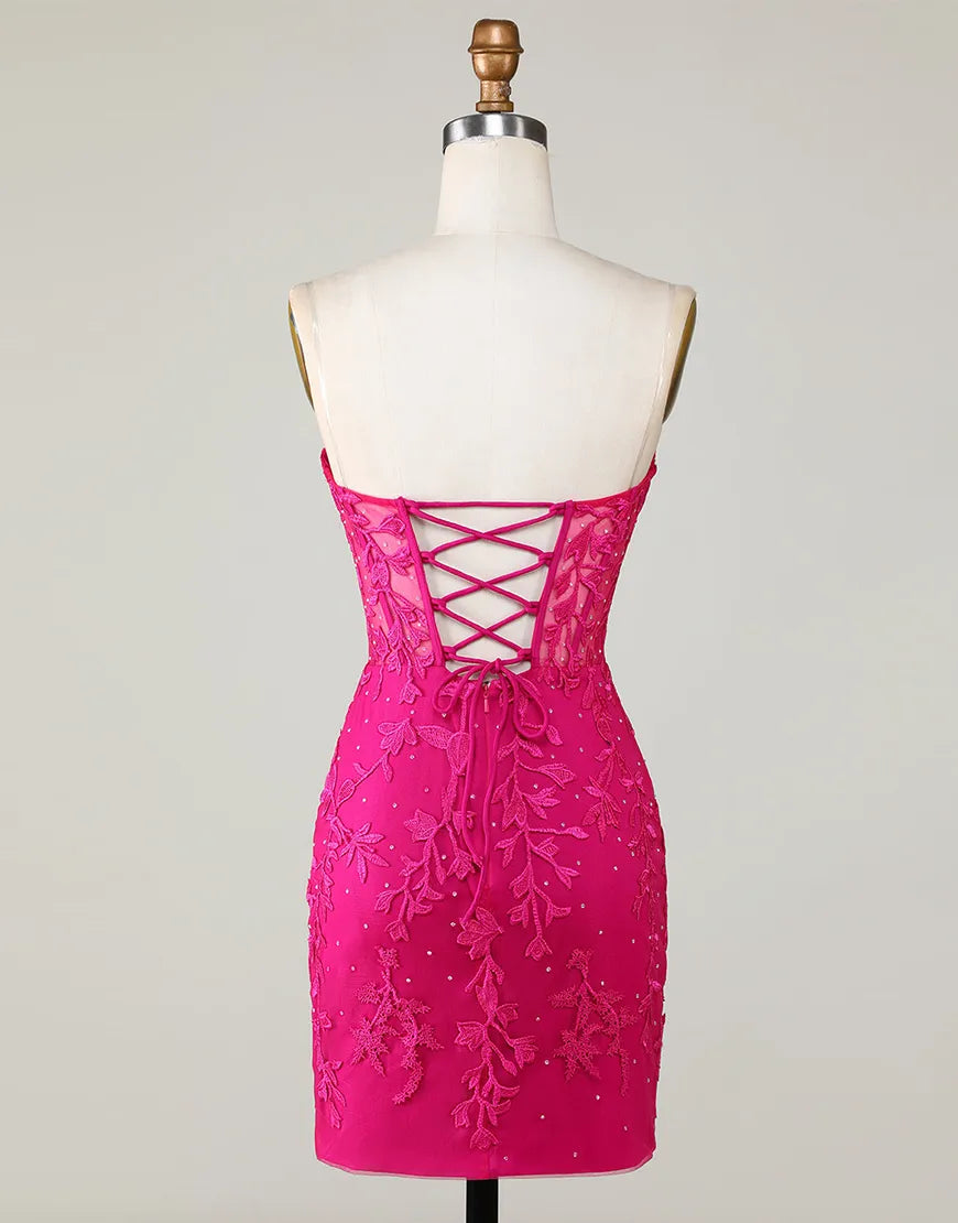 Wholesa Strapless Back Corset Tight Homecoming Dress
