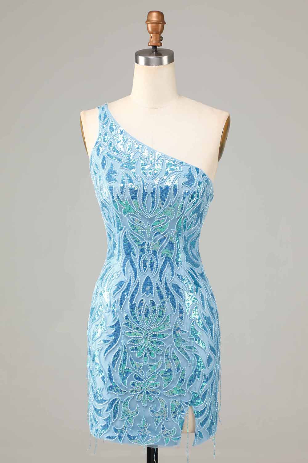 Wholesa Sheath One Shoulder Sequins Short Homecoming Dresses