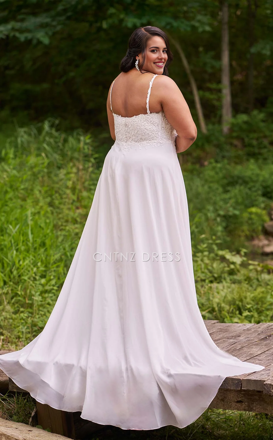 CNTNZ DRESS Simple A Line Spaghetti Strap Sweetheart Neckline Backless Lace Plus Size Elegant Hot Sale Wedding Dress