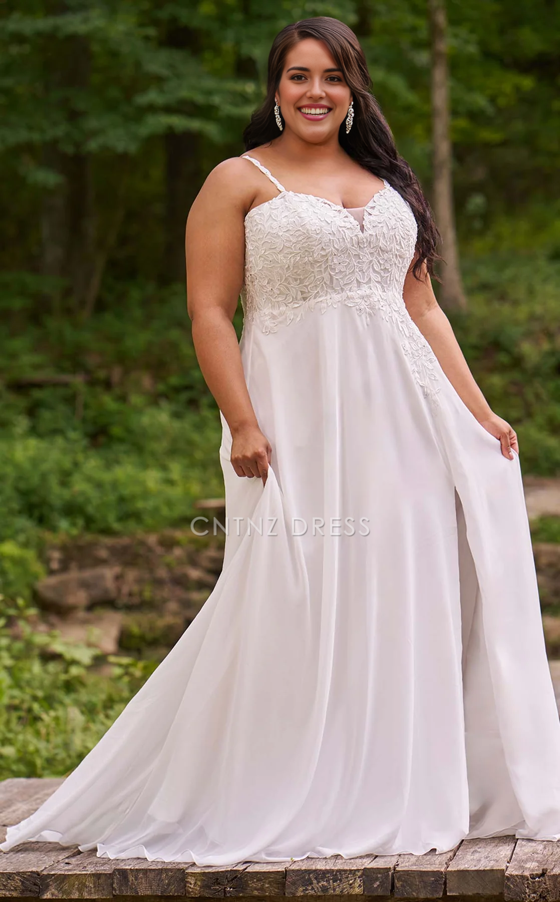CNTNZ DRESS Simple A Line Spaghetti Strap Sweetheart Neckline Backless Lace Plus Size Elegant Hot Sale Wedding Dress