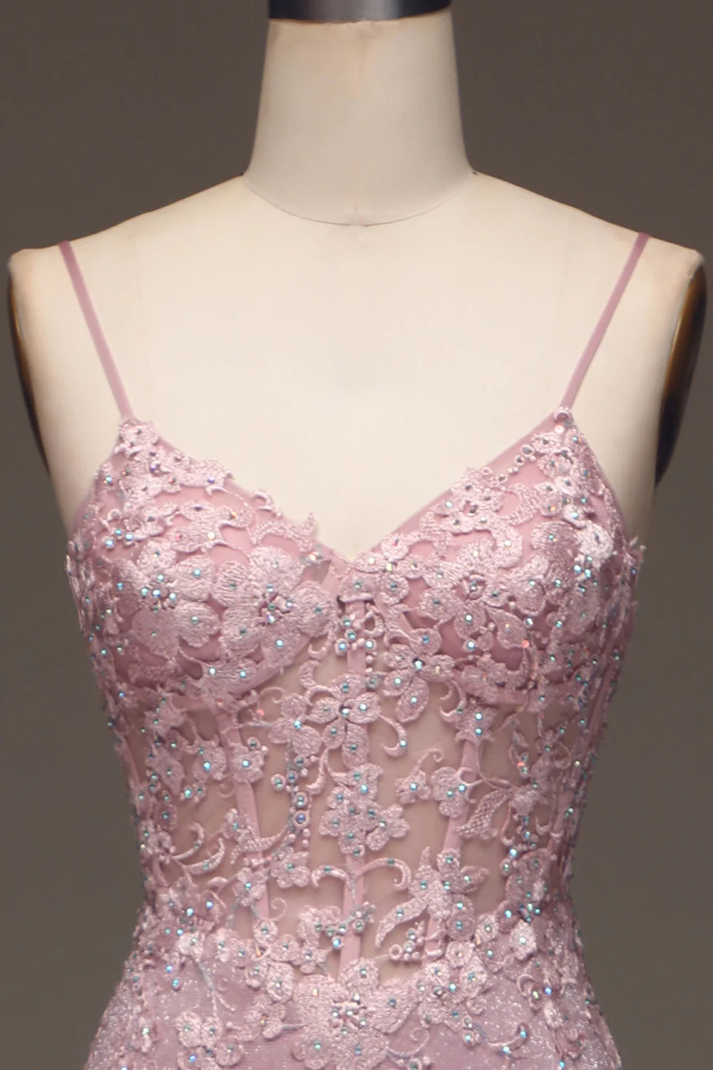 Wholesa Mermaid Spaghetti Straps Long Prom Dress with Beading