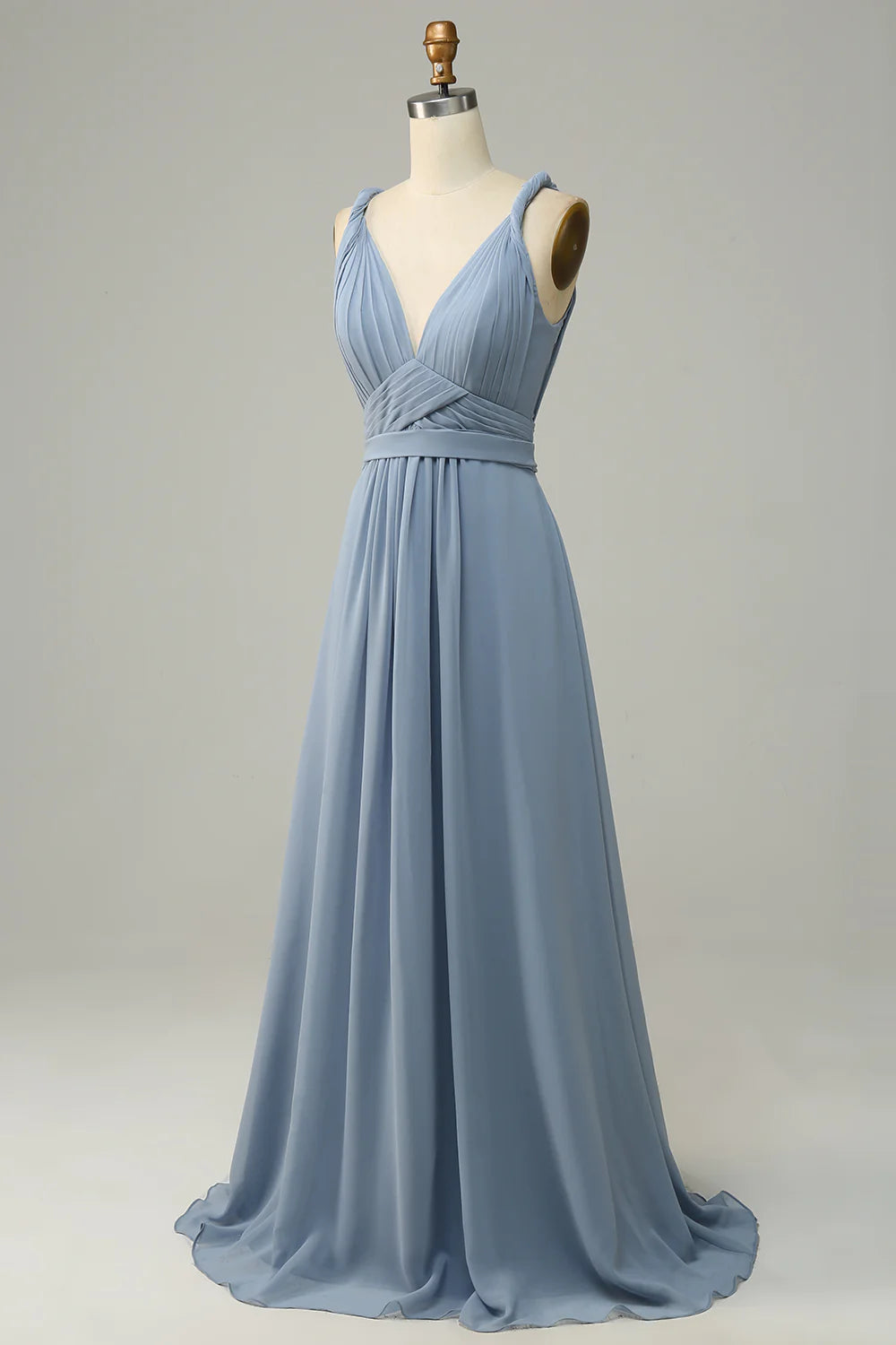 Wholesa Deep V Neck A Line Long Bridesmaid Dress