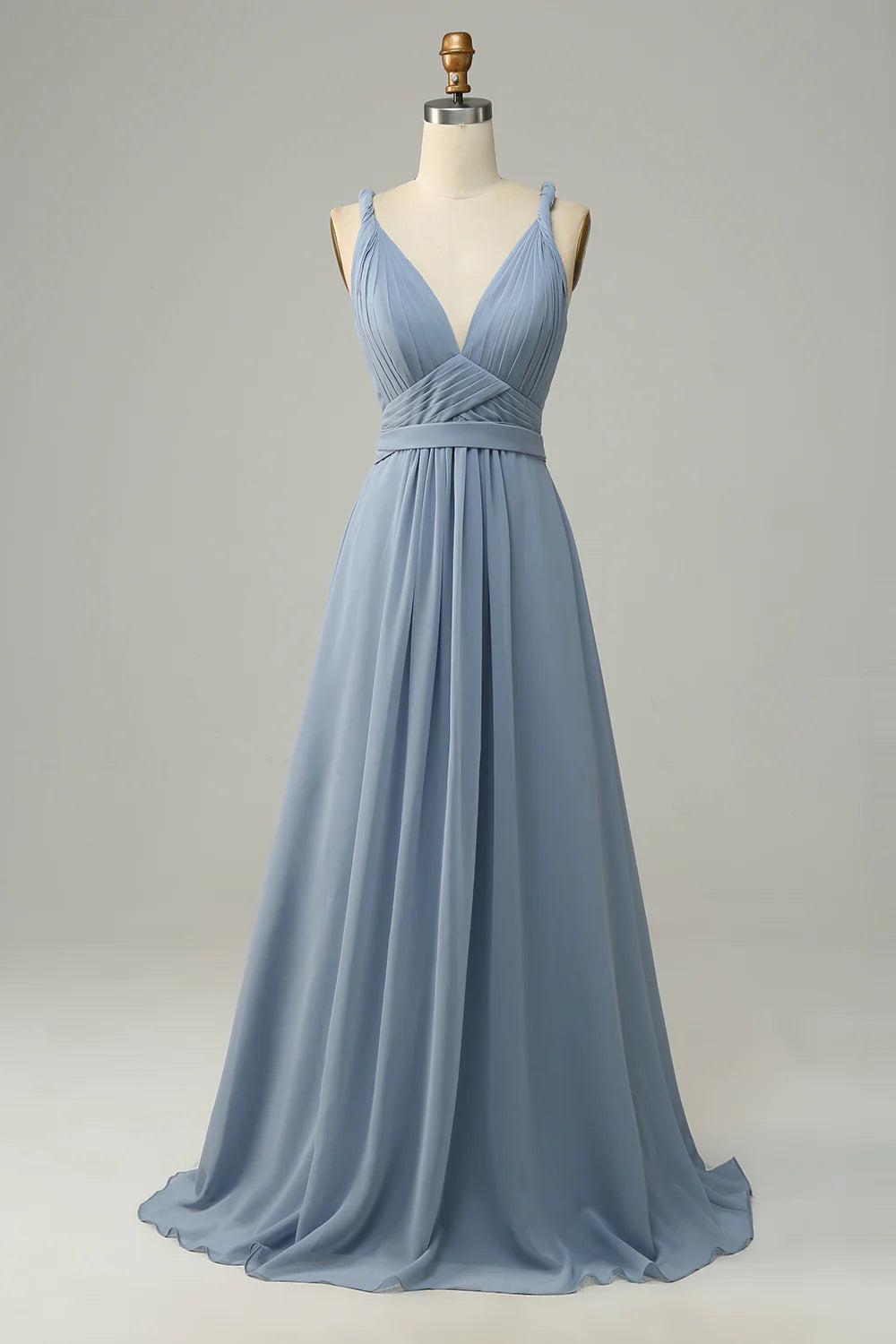 Wholesa Deep V Neck A Line Long Bridesmaid Dress