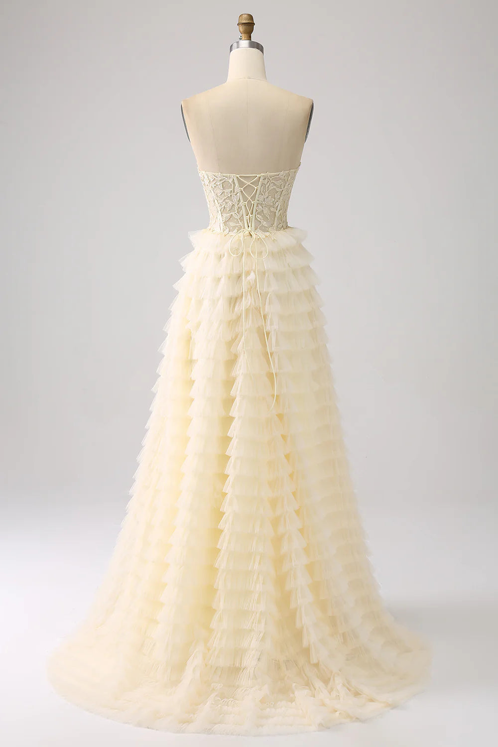 Wholesa Long Prom Dress with Slit Princess Sweetheart Tiered Tulle