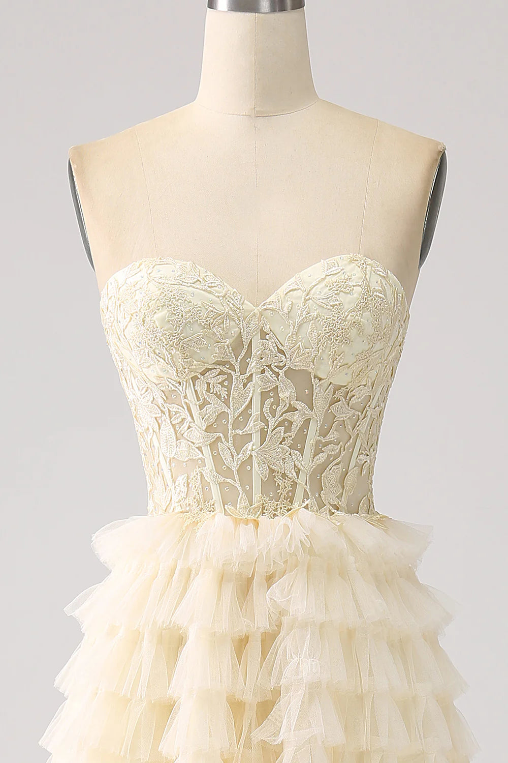 Wholesa Long Prom Dress with Slit Princess Sweetheart Tiered Tulle