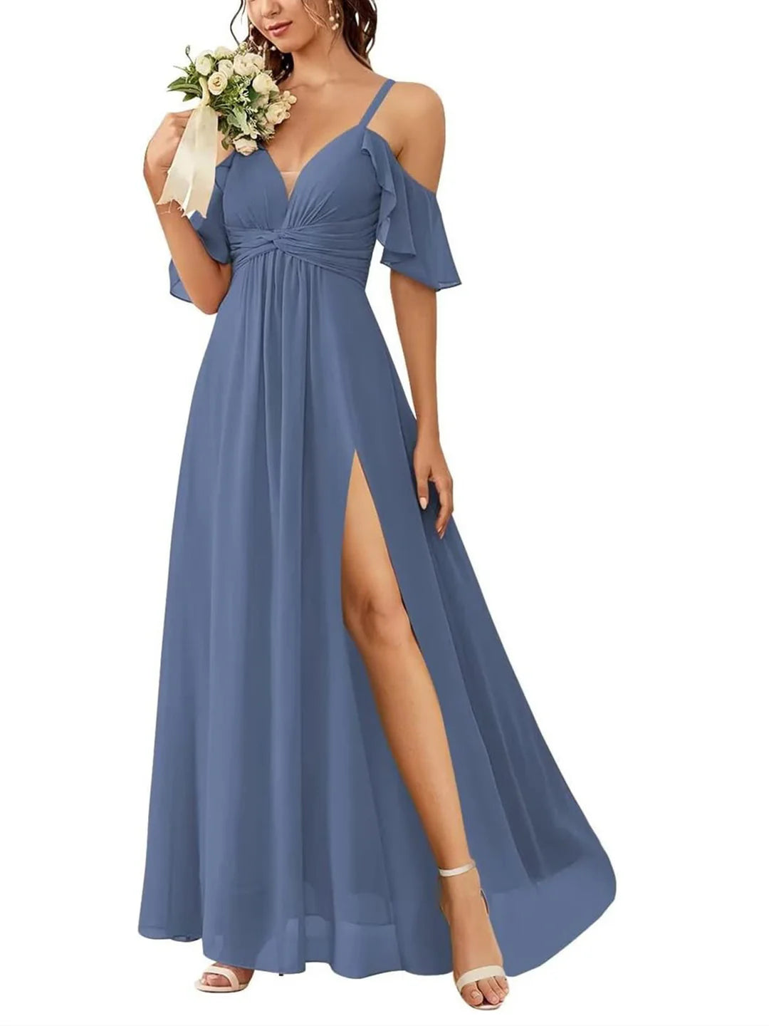 Wholesa A Line Off-The-Shoulder Floor-Length Bridesmaid Dresses