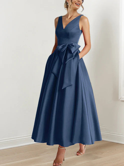 Wholesa A-Line Princess V-Neck Ankle-Length Mother Of The Bride Dresses
