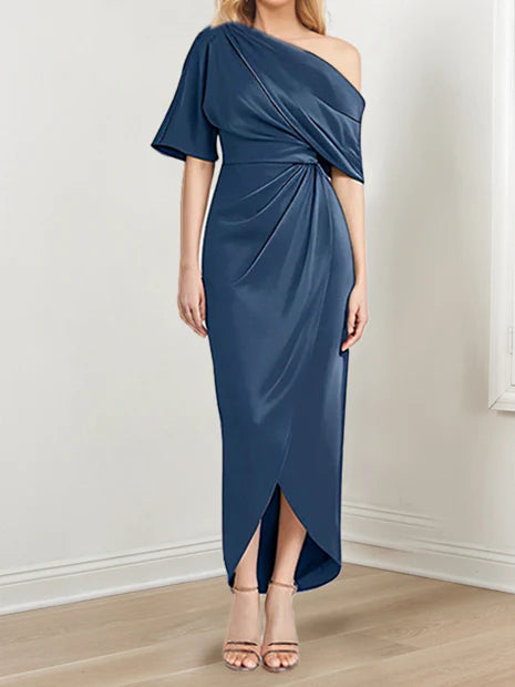 Wholesa Sheath One-Shoulder Short Sleeves Asymmetrical Mother Of The Bride Dresses