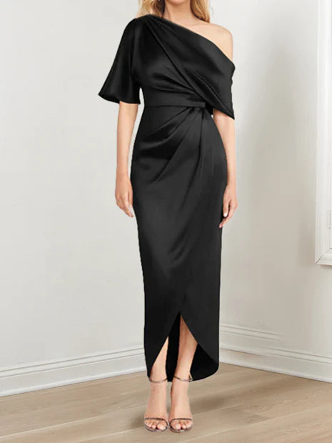 Wholesa Sheath One-Shoulder Short Sleeves Asymmetrical Mother Of The Bride Dresses