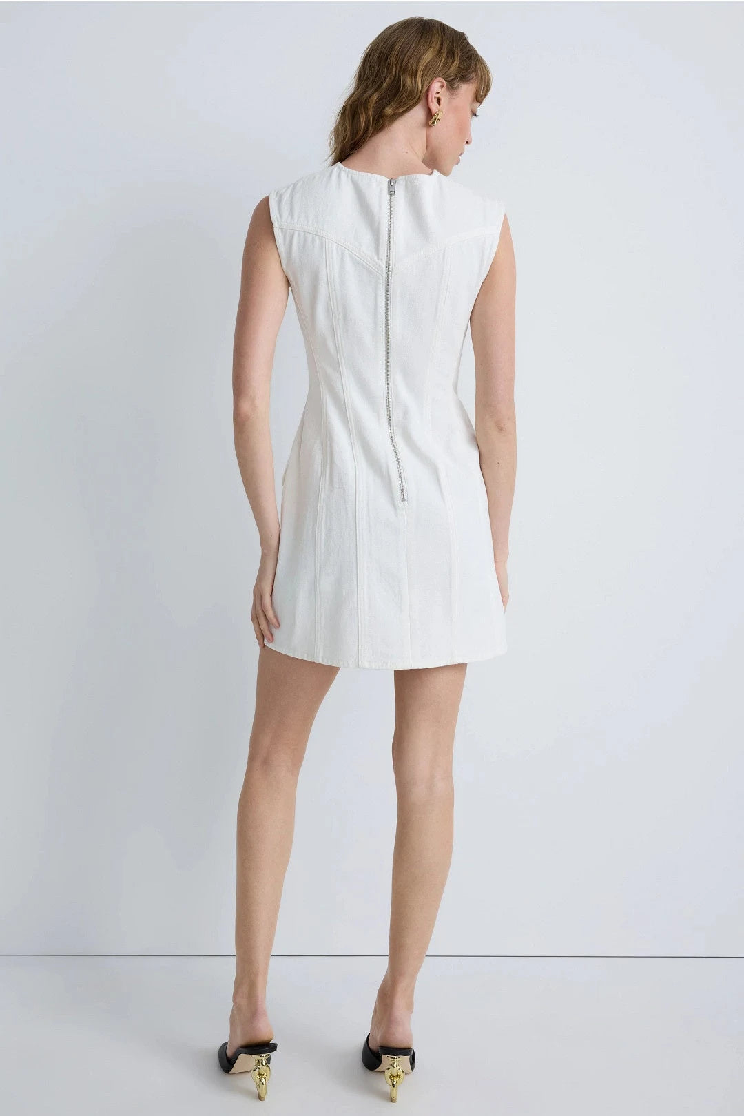 Modern A-Line Round Neck Sleeveless Structured White Mini Homecoming Dress