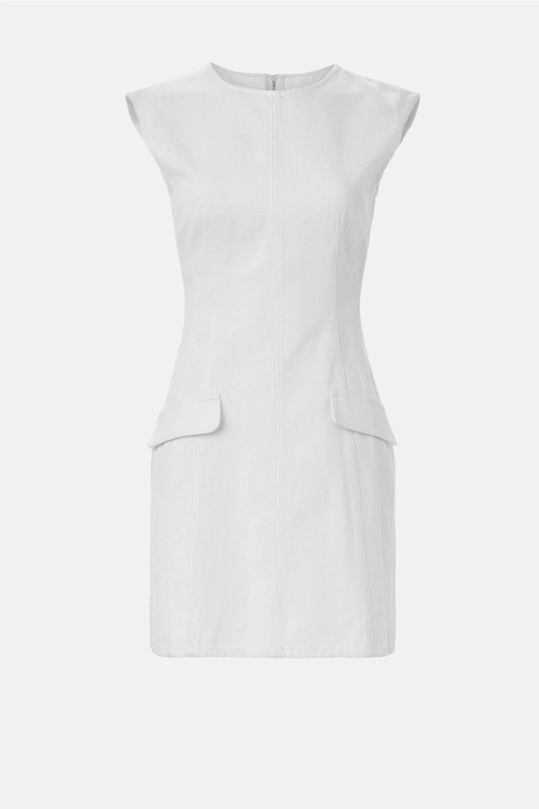 Modern A-Line Round Neck Sleeveless Structured White Mini Homecoming Dress