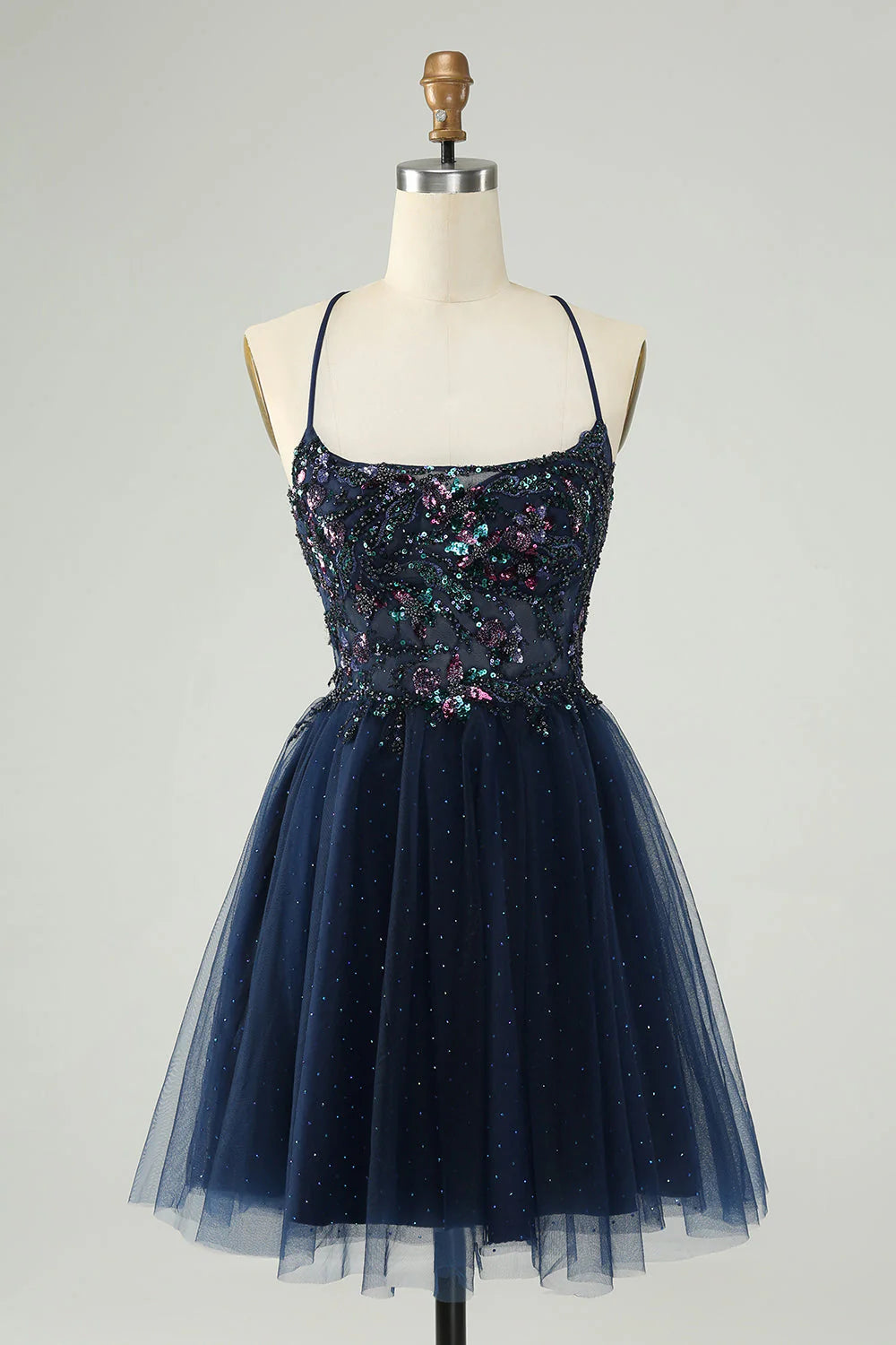 Wholesa A-Line Glitter Sequined Tulle Short Prom Dress Homecoming Dresses