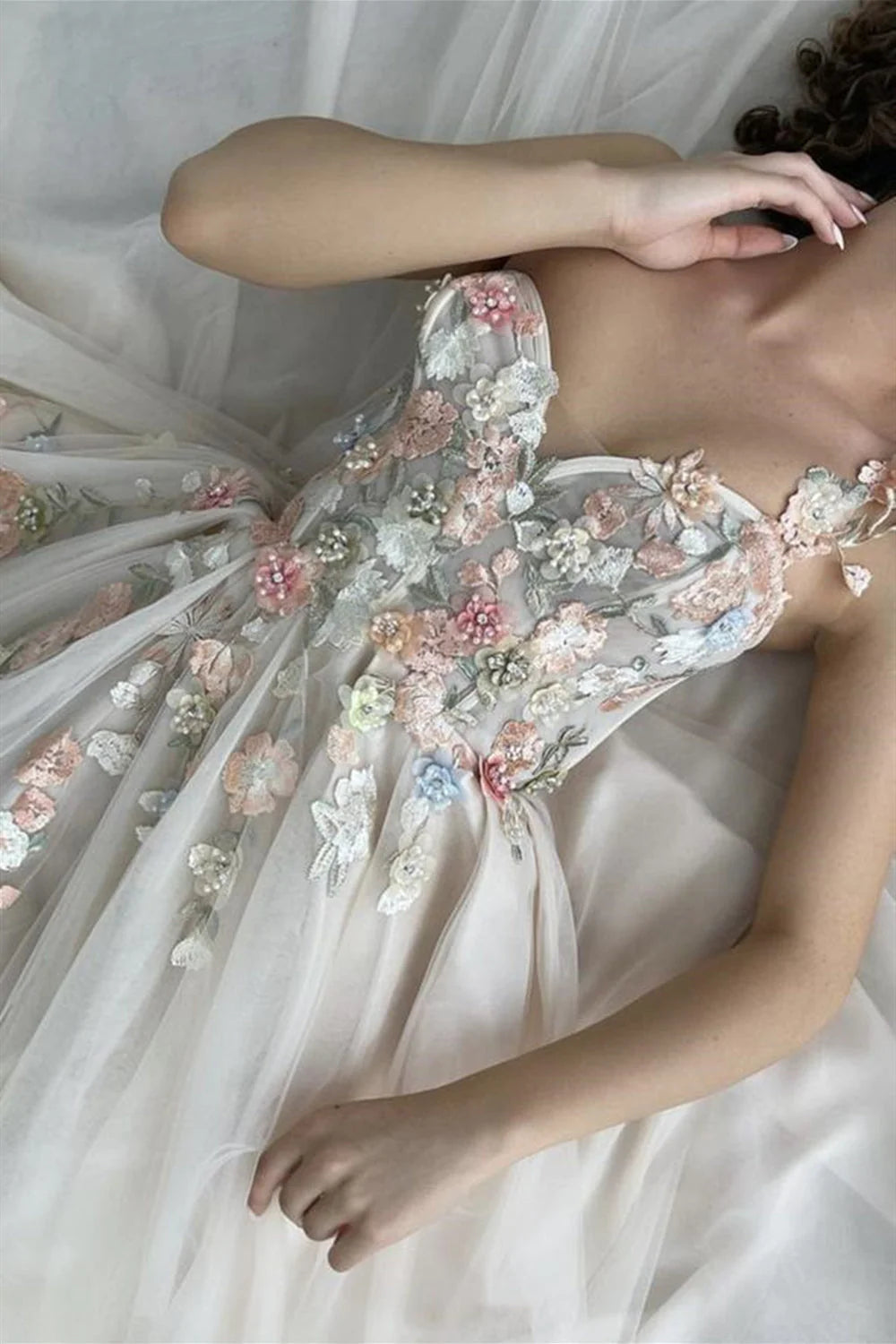 Wholesa One Shoulder Long Prom Dress with Flowers Slit