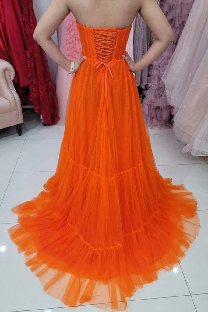 Wholesa Tulle Strapless Handmade Prom Dress Long Evening dress