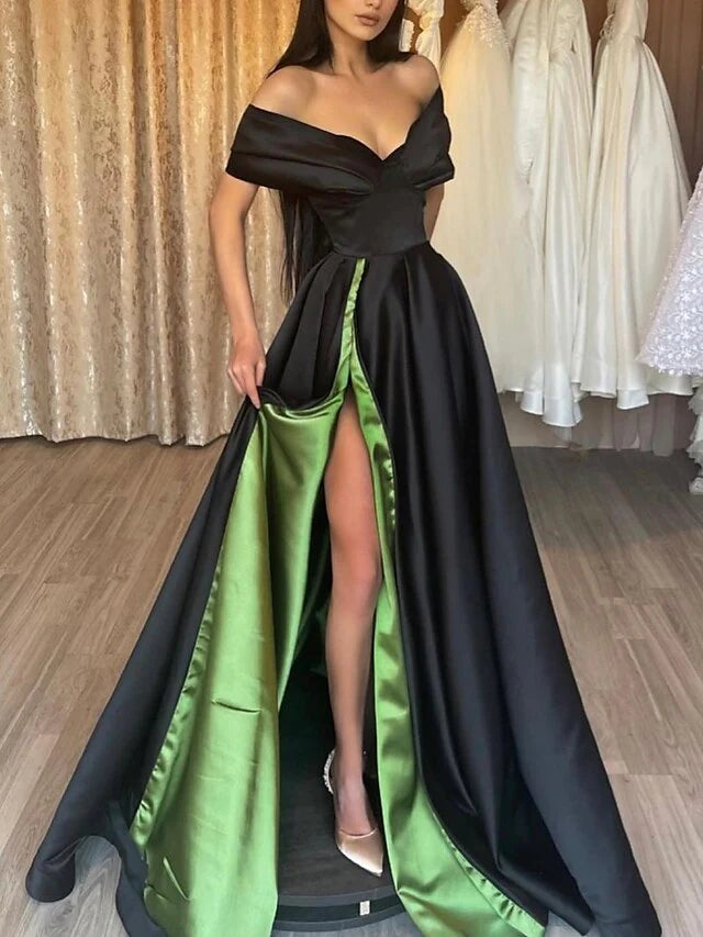 Wholesa A-Line Off-The-Shoulder Floor-Length Prom Dresses