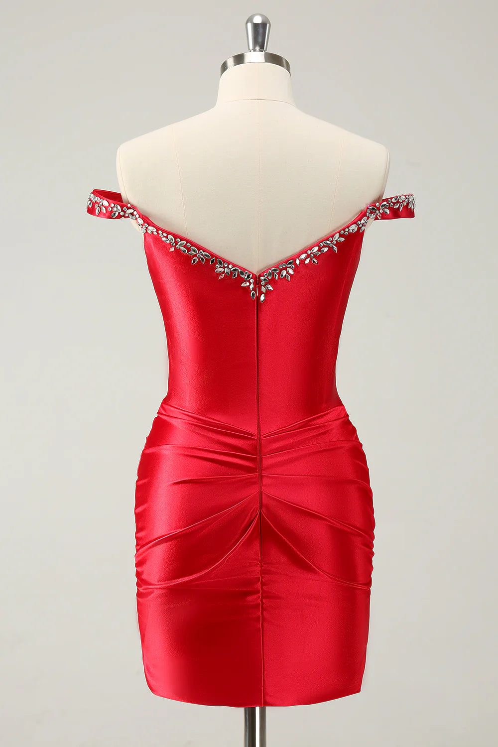 Wholesa Sparkly Tight Off-the-Shoulder Beaded Short Prom Dress Homecoming Dresses