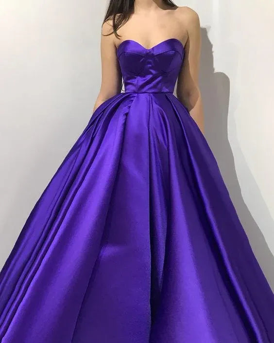 Regal A-Line Strapless Sweetheart Plain Back Floor Length Formal Evening Dress