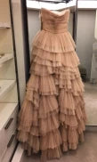 Romantic Ball-Gown Strapless Neck Sleeveless Open Back Tiered Ruffled Floor-Length Evening Dress