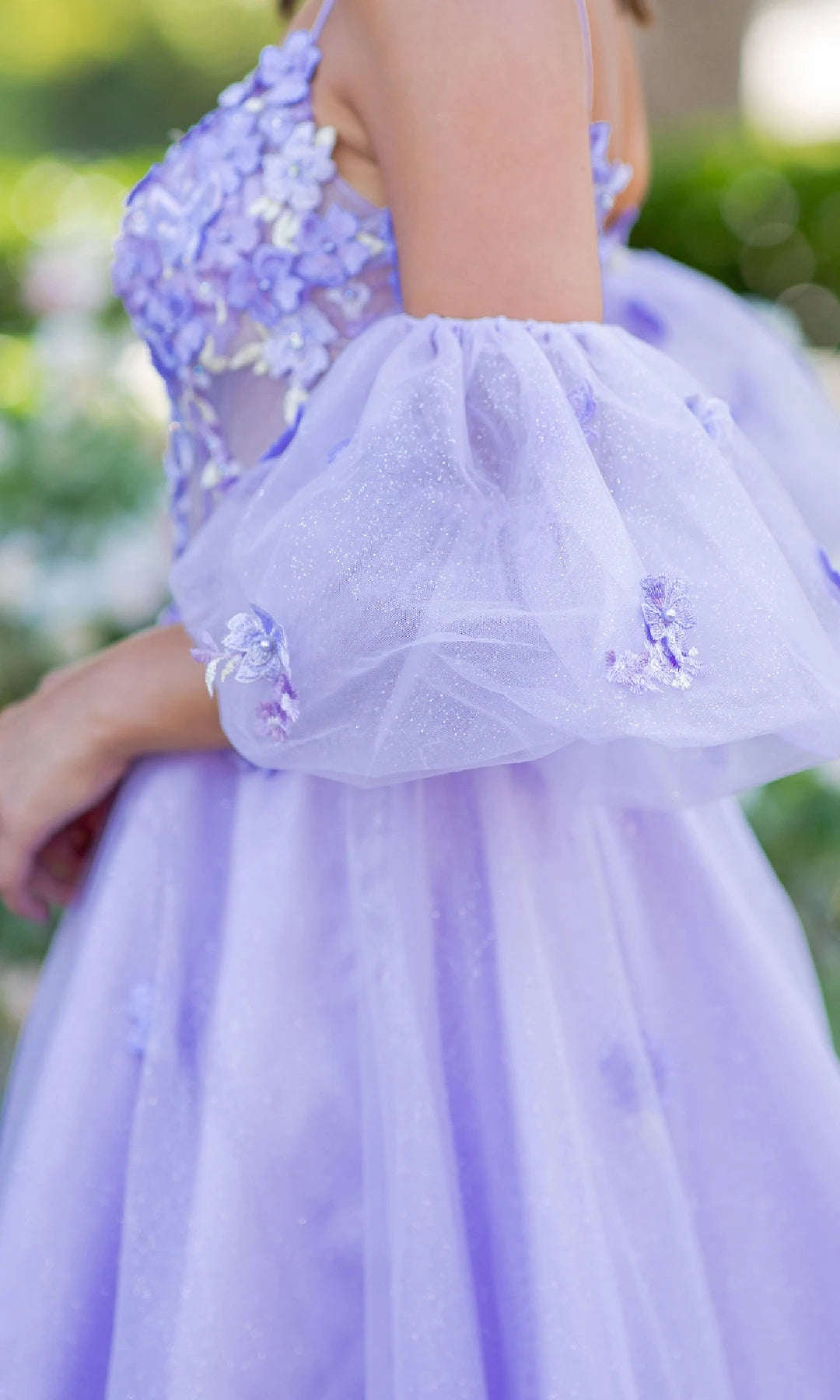 Romantic A-Line Sweetheart Sleeveless Floral Corset Lilac Long Prom Dresses Women