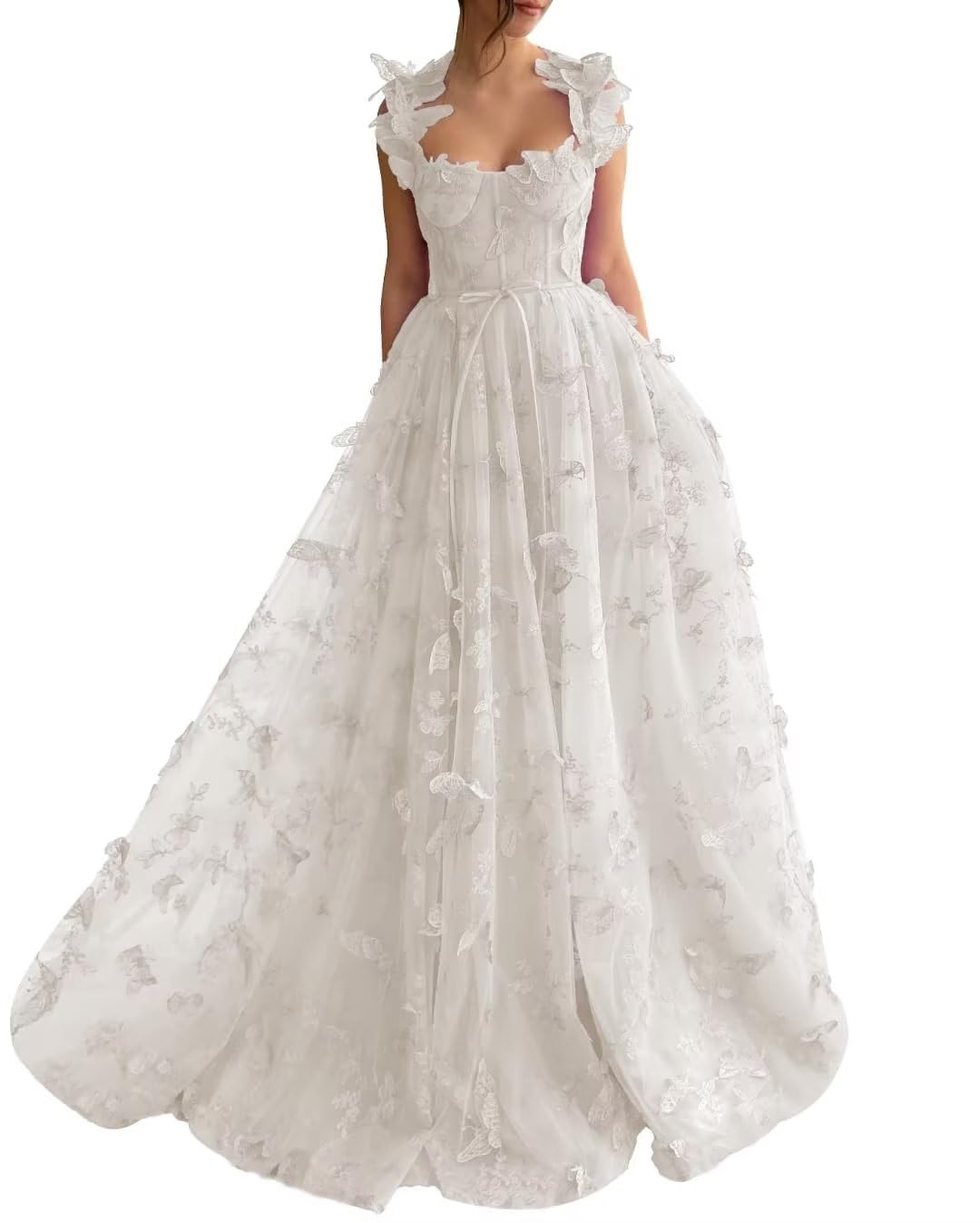 Wholesa Long Tulle Prom Dress with 3D Butterflies Sexy Slit Ball Gown Evening Dresses Party Wedding Formal 2024