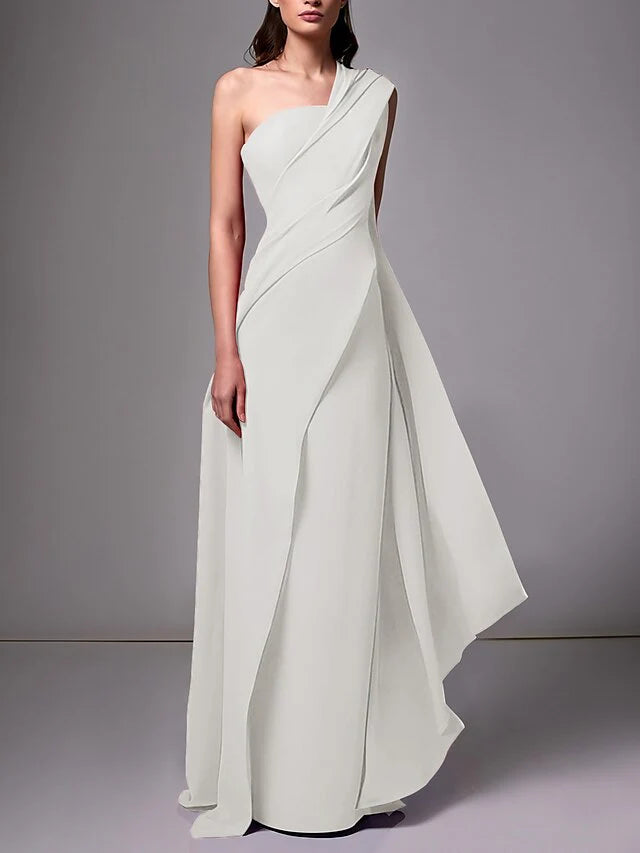 Wholesa Sheath One-Shoulder Sleeveless Evening Dresses With Pleats Ruched