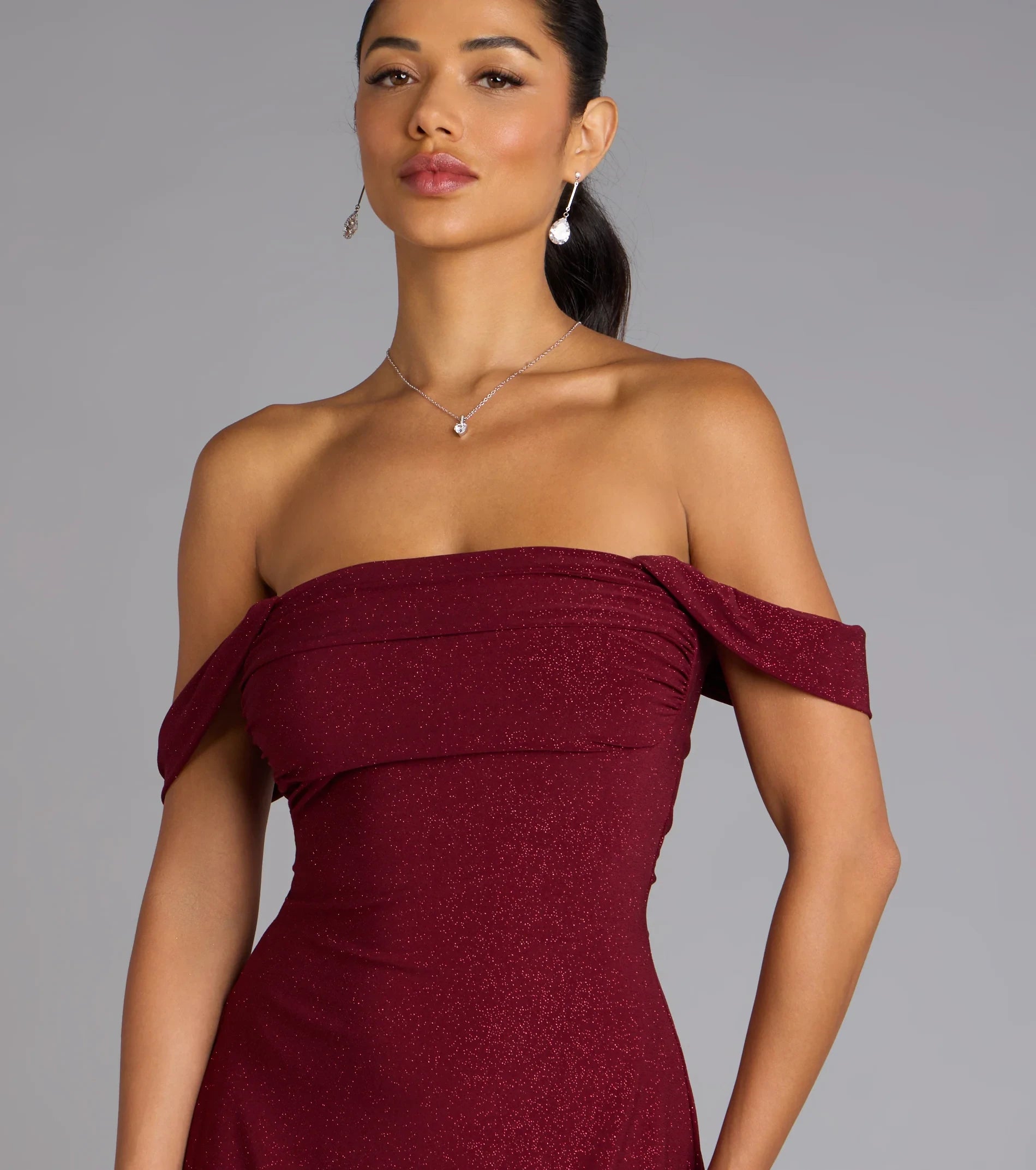 Shimmering A-Line Off-the-Shoulder Draped Sleeve Sleek Back Mini Homecoming Dresses