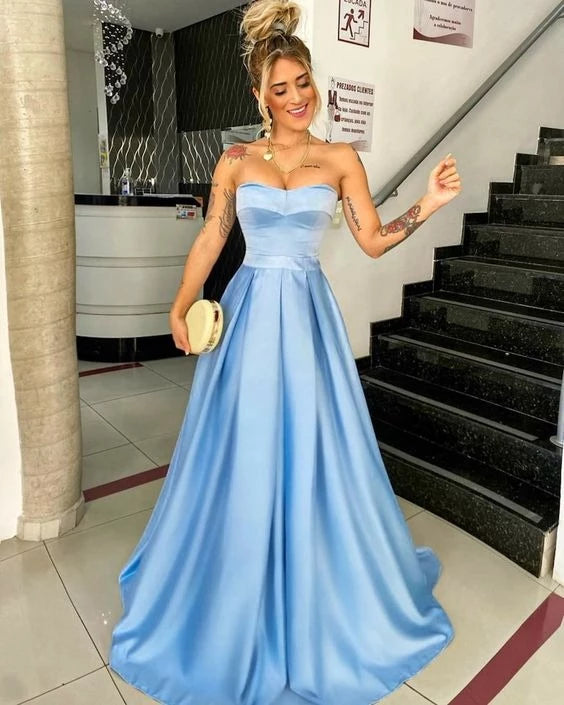 Simple Mermaid Off-Shoulder Puff Sleeve Backless Floor-Length Prom Dress