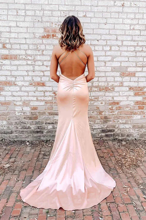 Wholesa Mermaid Simple Spaghetti Straps V-neck Long Prom Dresses