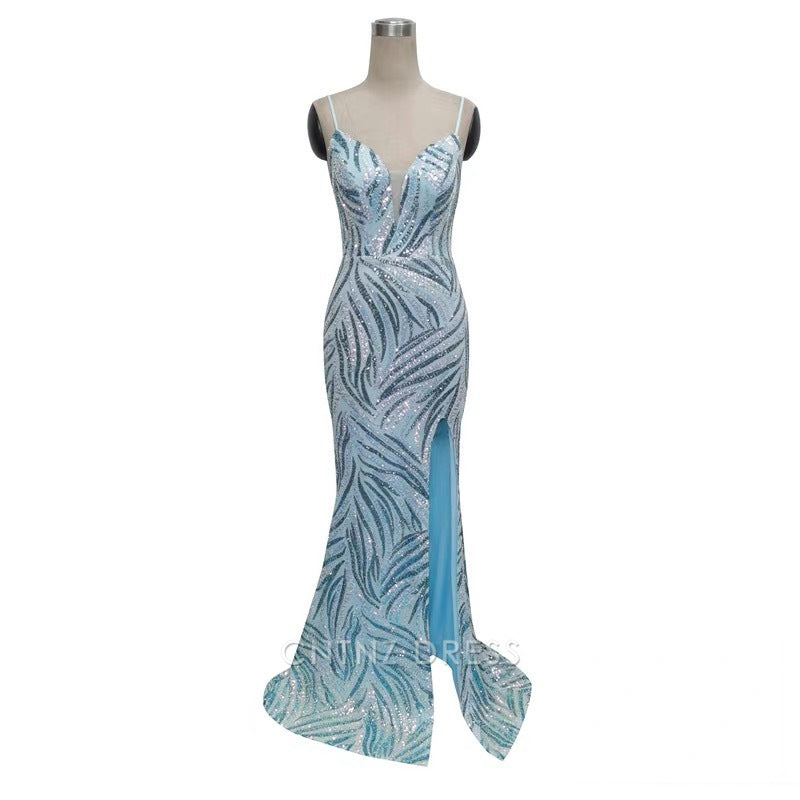 Wholesa Mermaid Spaghetti Straps formal dresses Bridesmaid Dresses evening gown Prom Dress