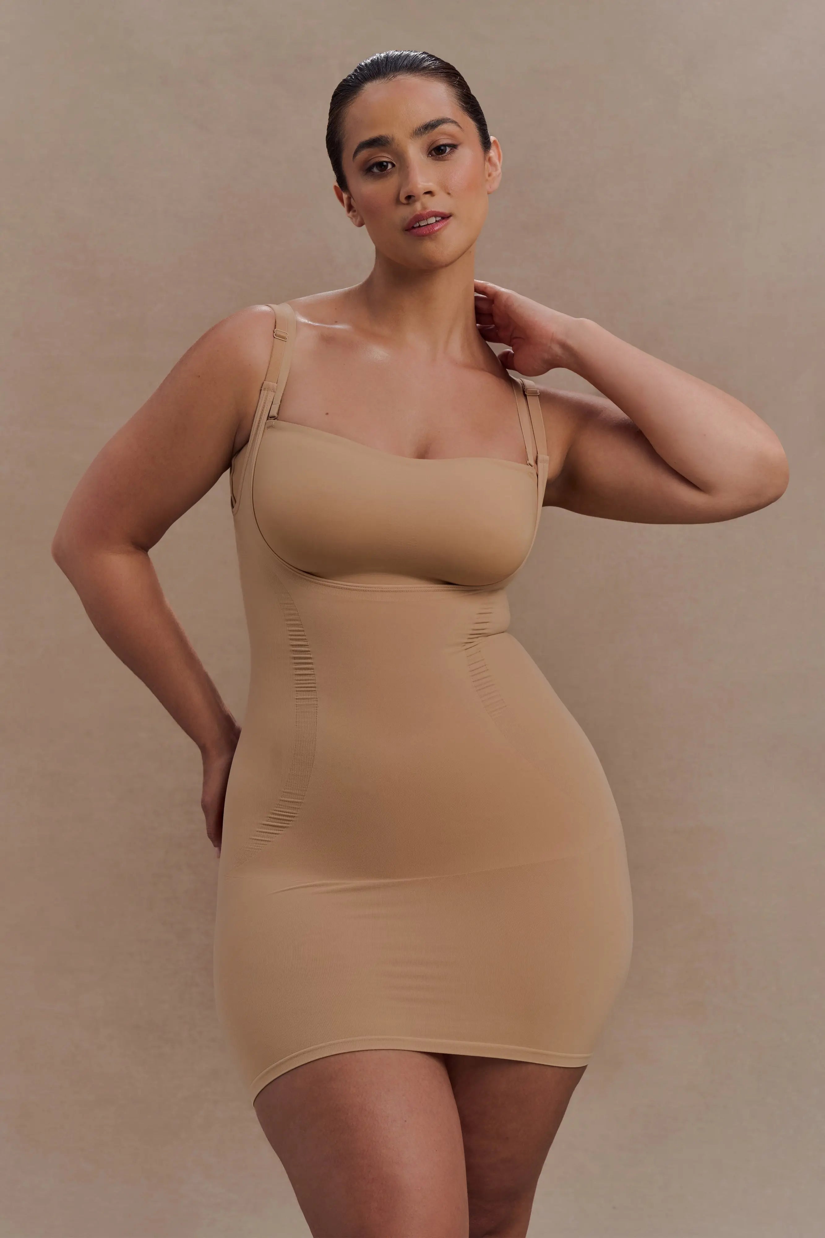 Sleek Bodycon Sweetheart Sleeveless Seamless Shaping Nude Mini Homecoming Dress Women's Attire