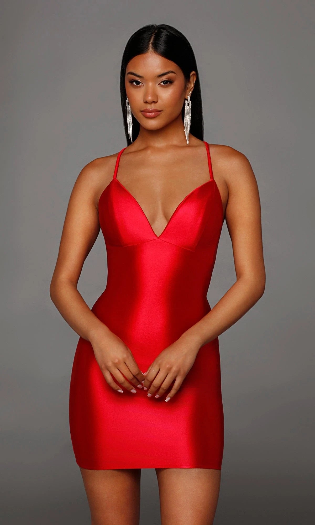 Slinky Bodycon V-Neck Sleeveless Backless Ruched Bronze Mini Homecoming Dresses For Women