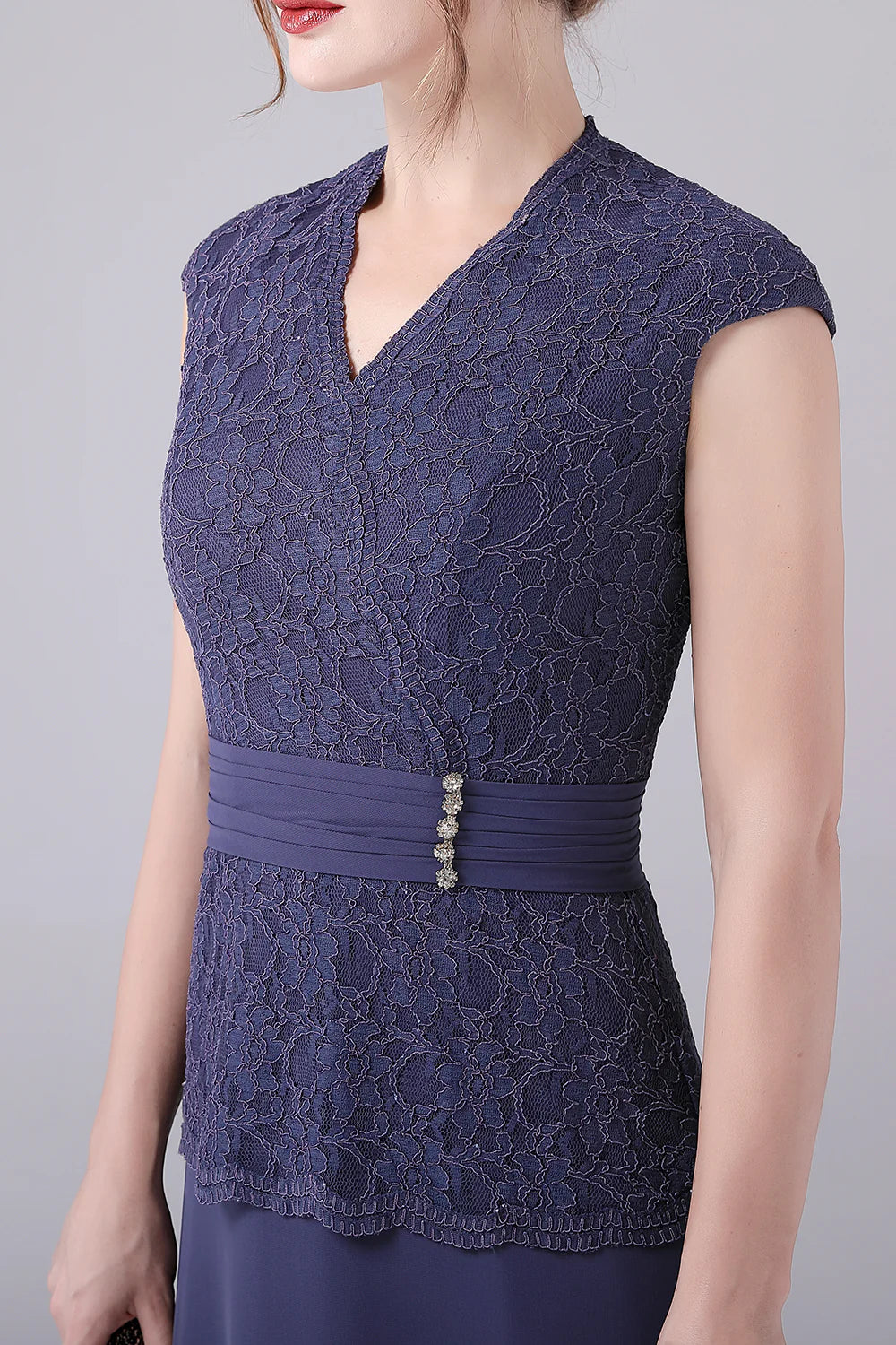 Wholesa A-line V-neck Floor Length Mother of the Bride Dress