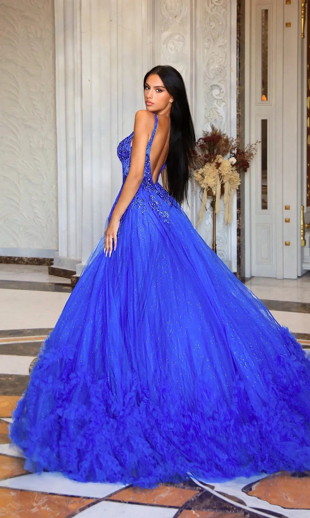 Stunning A-Line Sweetheart Sleeveless Corset Slit Blue Long Prom Dresses Women