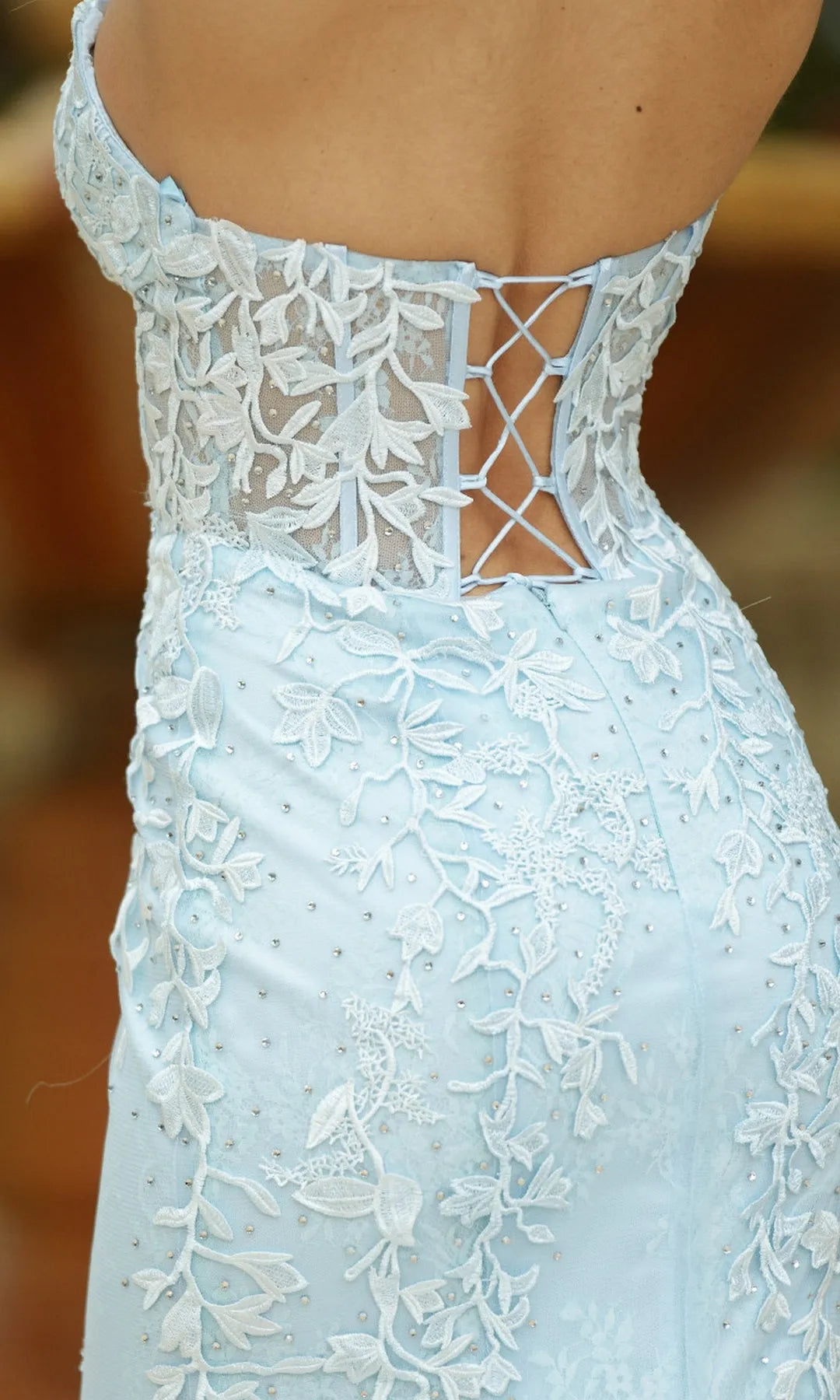 Stunning Mermaid Sweetheart Sleeveless Corset Embroidered Blue Long Prom Dresses Women