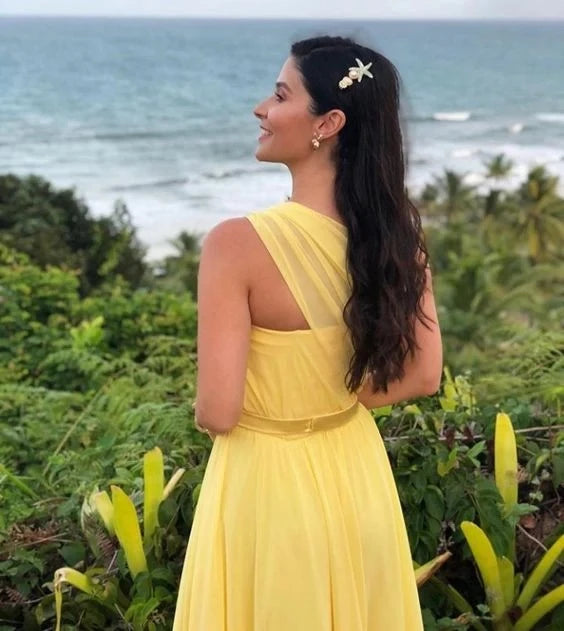 Sunny A-Line One-Shoulder Sleeveless Open Back High-Slit Floor-Length Evening Dress