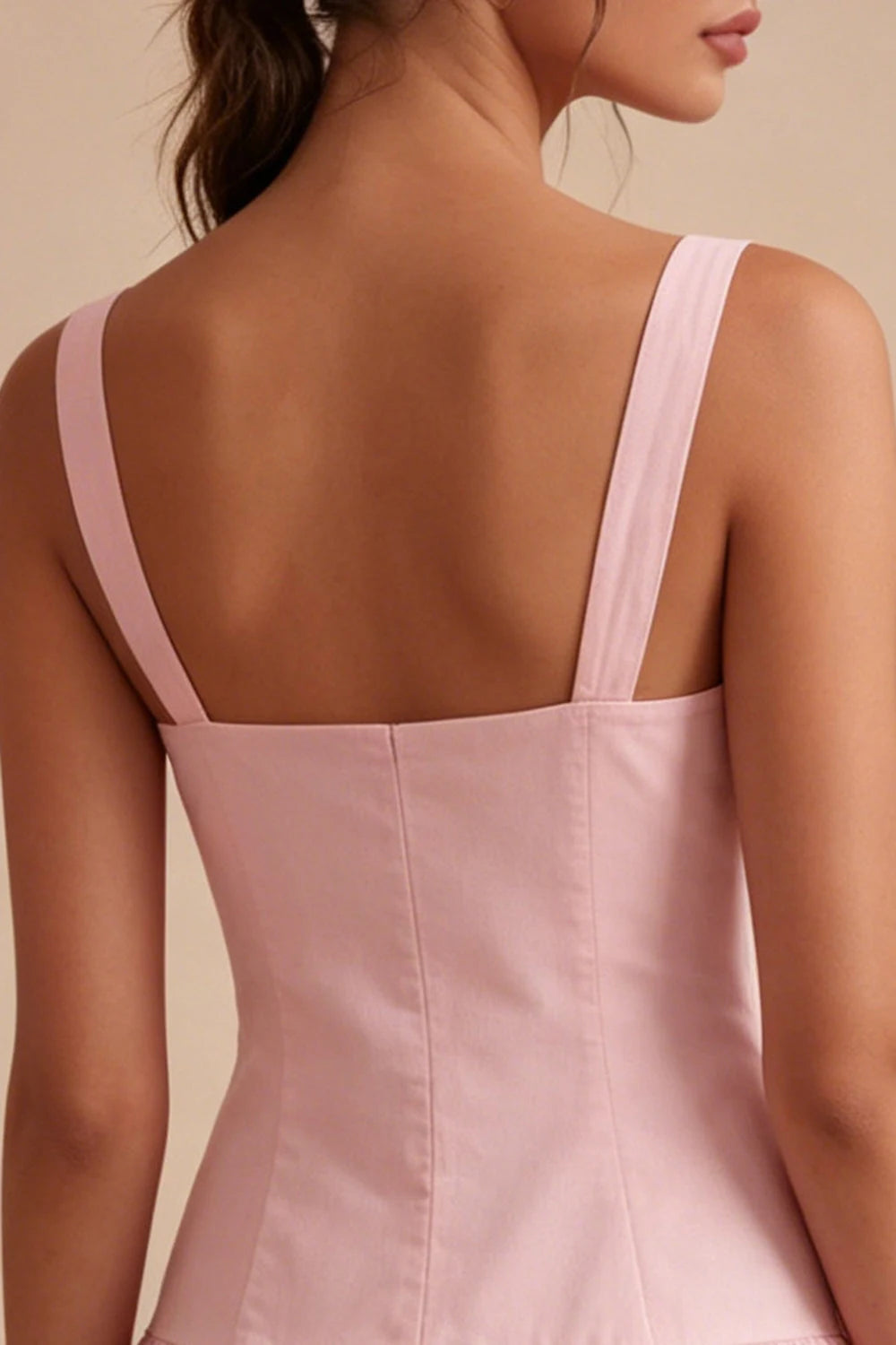 Sweet A-Line Square Neck Sleeveless Ruffled Pink Mini Homecoming Dress