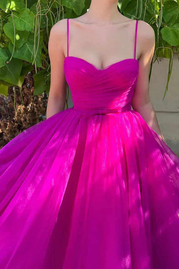 Wholesa Sweetheart Tea Length Prom Dress Simple Prom Dress