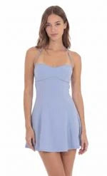 Sweetheart Halter Mini Dress with Floral Appliques & Lace-Up Back